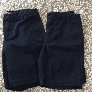 Lands’ End navy girls 14 slim flat front shorts